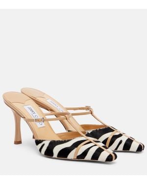Jimmy Choo X Conner Ives Gloria – Mules Gloria 85 Imprimees En Cuir Facon Poulain - Neutre