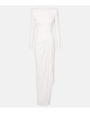 Alex Perry Asymmetric Draped Crepe Gown - White
