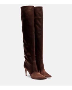Gianvito Rossi Hansen 85 Satin Over-The-Knee Boots - Brown