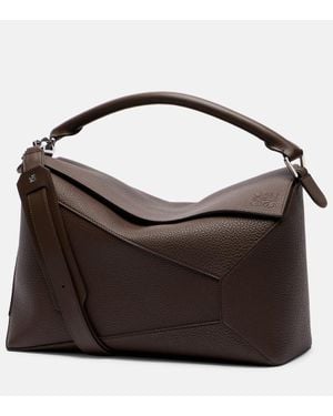 Loewe Puzzle Edge Large Leather Shoulder Bag - Black
