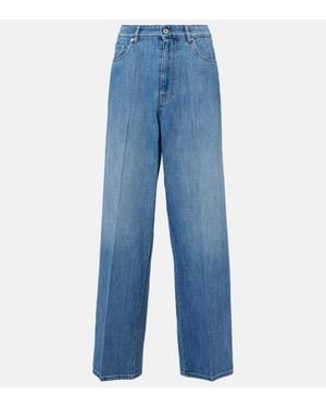 Miu Miu Logo Mid-Rise Wide-Leg Jeans - Blue