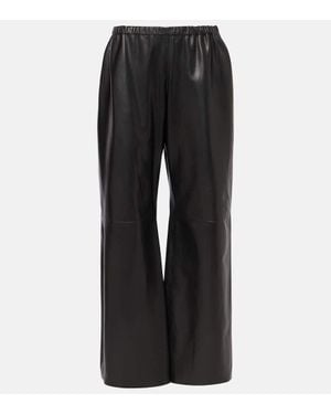 Nour Hammour Pantalon Ample Olan En Cuir - Noir