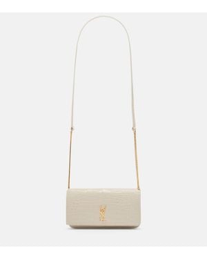 Saint Laurent Bolso Para Movil Cassandre Mini De Piel - Blanco