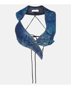 Area Bedrucktes Cropped-Top Aus Denim - Blau