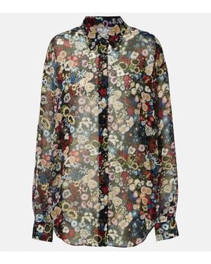 KHAITE Goya Floral Silk Chiffon Shirt - Multicolor