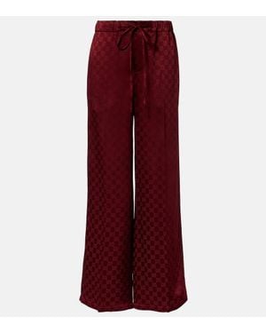 Gucci Gg Satin Wide-Leg Trousers - Red