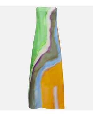 Christopher Esber Robe Longue Imprimee En Satin De Soie - Jaune