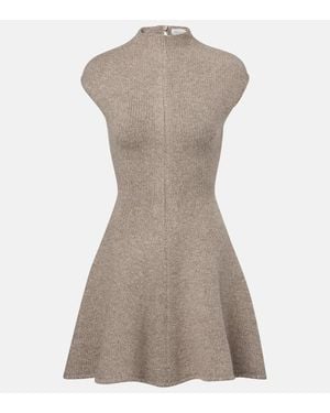 Magda Butrym Vestido Corto En Mezcla De Cachemir - Marrón