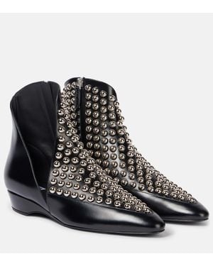 Alaïa Studded Leather Ankle Boots - Black