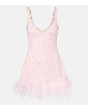 Clio Peppiatt Coralina Crystal-Embellished Minidress - Pink