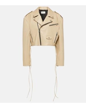 Magda Butrym Cropped-Bikerjacke Aus Leder - Weiß