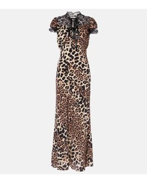 Rodarte Leopard-Print Silk Midi Dress - Multicolour