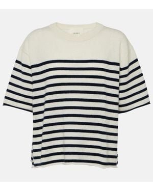 Lisa Yang Cila Striped Cashmere T-Shirt - White