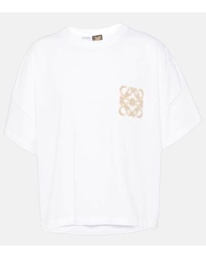 Loewe Paula's Ibiza Bouclé-Appliquéd Cotton-Jersey T-Shirt - White
