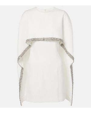 Roland Mouret Caped Embellished Satin Minidress - White