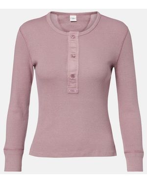 Chloé Ribbed-Knit Cotton Henley Shirt - Pink