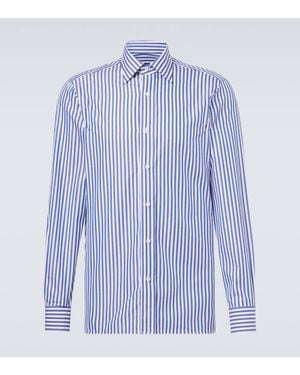 Rubinacci Striped Cotton Poplin Shirt - Blue