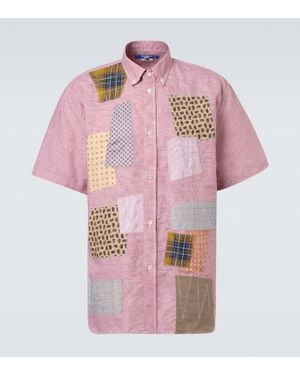 Junya Watanabe Patchwork Linen And Cotton Bowling Shirt - Pink