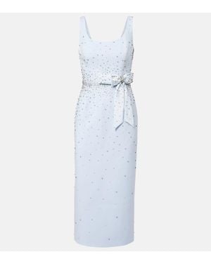 Carolina Herrera Bow-Detail Crystal-Embellished Midi Dress - Blue
