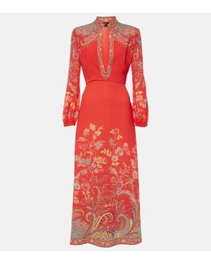 Etro Printed Midi Dress - Red