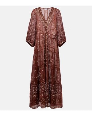Juliet Dunn Printed Cotton Maxi Dress - Red