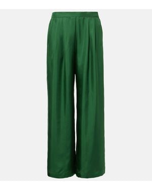 Asceno Isola Silk Twill Wide-leg Trousers - Green