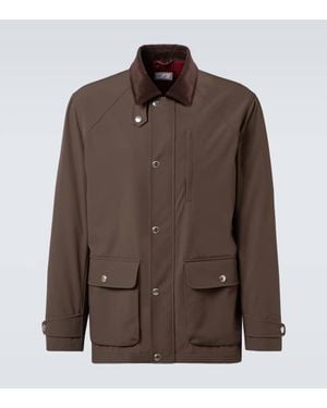 Brunello Cucinelli Corduroy-Trimmed Field Jacket - Brown