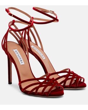 Aquazzura Wild Dream 105 Velvet Sandals - Red