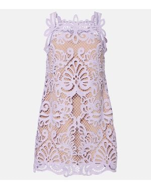 Self-Portrait Guipure Lace Minidress - Purple