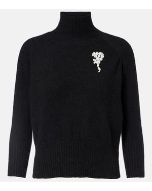 Simone Rocha Embellished Cashmere Turtleneck Jumper - Blue