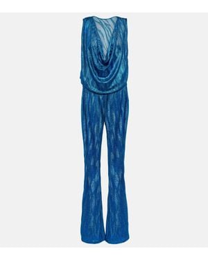 Missoni Jacquard Cowl Neck Jumpsuit - Blue