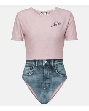 Acne Studios Etee Printed Rashguard Swimsuit - Pink