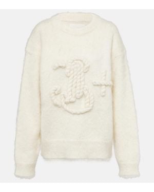 Jil Sander Jersey Monagram En Mezcla De Mohair - Blanco
