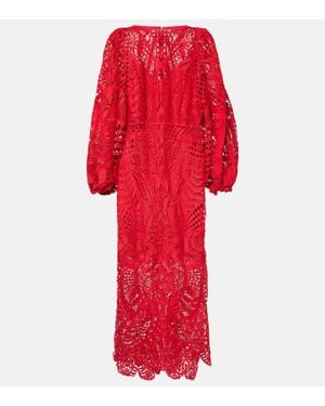 FARM Rio Nature Guipure Lace Maxi Dress - Red