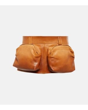 Miu Miu Minirock Aus Leder - Braun