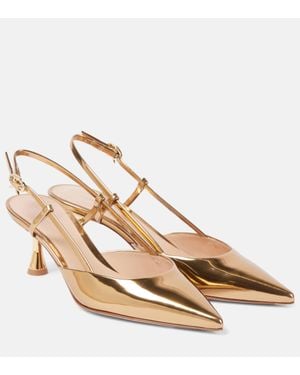 Gianvito Rossi Ascent 55 Metallic Leather Slingback Court Shoes