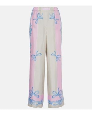 Versace Medusa Cameo Silk Twill Pyjama Trousers - Blue