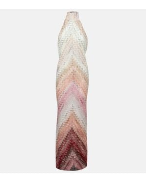 Missoni Zig Zag Halterneck Maxi Dress - White