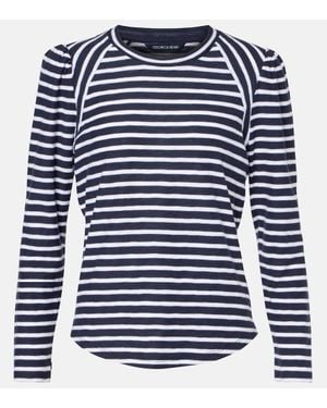 Veronica Beard Striped Cotton Jersey Top - Blue