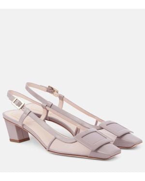 Roger Vivier Belle Vivier Mesh And Leather Slingback Pumps - Pink
