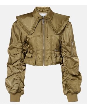 Ganni Cropped-Bomberjacke - Grün