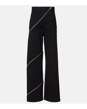 Alaïa Spiral Cotton Wide-Leg Pants - Black