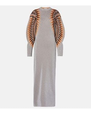 Rabanne Lame Jacquard Maxi Dress - White
