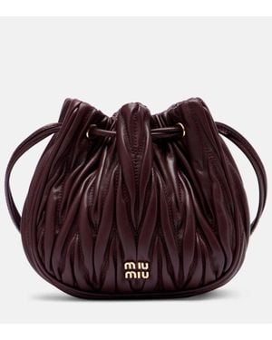 Miu Miu Matelasse Leather Bucket Bag - Purple