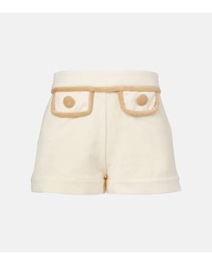 Adriana Degreas Colorblocked Cotton-Blend Terry Shorts - Natural