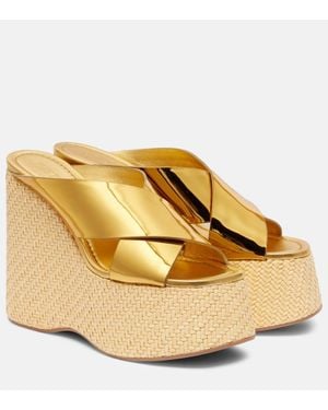 Paris Texas Mara Metallic Leather Wedge Mules