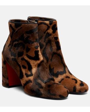 Christian Louboutin Jane 85 Leopard-Printed Calf Hair Ankle Boots - Brown