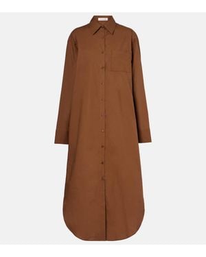Frankie Shop Helena Cotton Shirt Dress - Brown