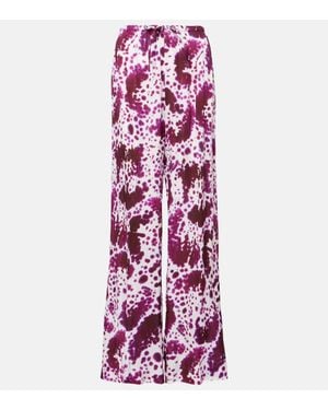 Dries Van Noten Crepe Straight Pants - Purple