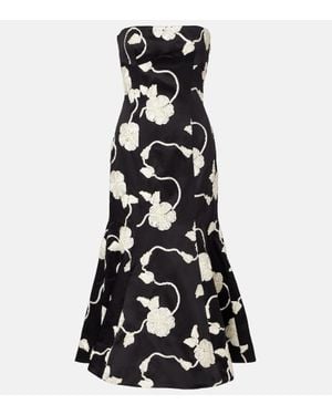 ROTATE BIRGER CHRISTENSEN Ana Embroidered Midi Dress - Black